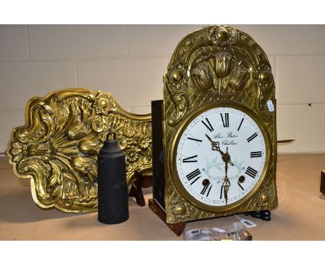 A COMTOISE CLOCK, the white dial having black Roman numerals, and signed 'Alain Briton, Chablans', dial diameter 21cm, with l