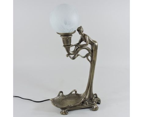 An Art Deco style figural table lamp, 49cm tall