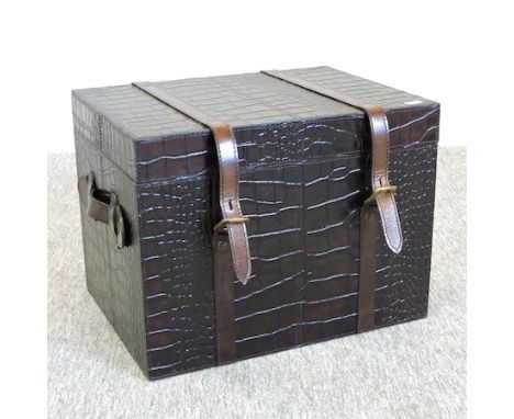 A leather trunk, with a hinged lid, 41cm