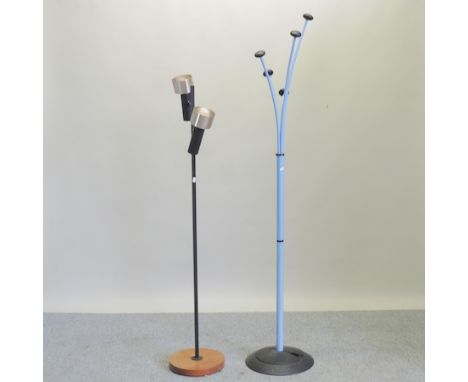 A 1970's hat stand, 189cm, together with a standard lamp