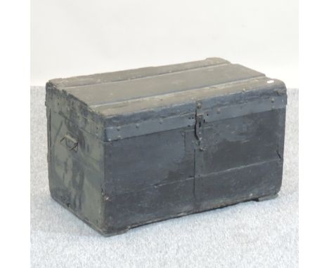 A 19th century black painted trunk, 70cm