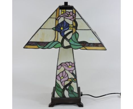 A Tiffany style table lamp and shade, 57cm tall