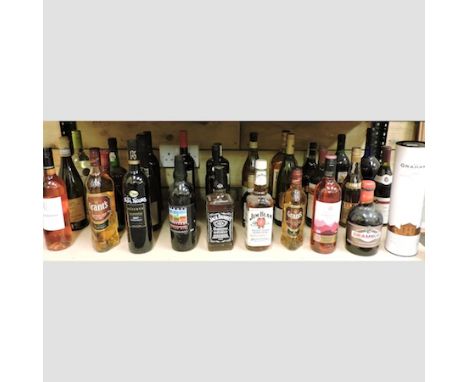 A collection of wine and spirits, to include whisky, port, bourbon and gin