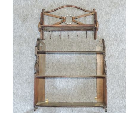 A Victorian mahogany wall shelf, 60cm, together with another shelf