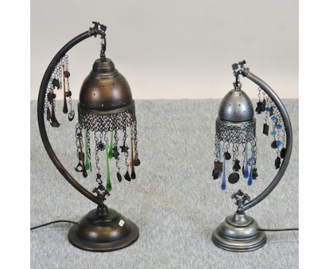A Moroccan style table lamp, together with another smaller, 54cm tall