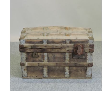 A metal bound dome top trunk, 78cm