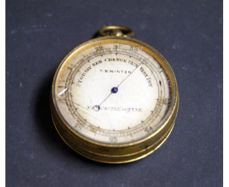 T B Winter (Newcastle on Tyne), a pocket barometer in gilt brass