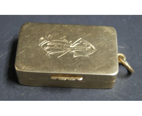 Boodle & Dunthorne, a 9ct yellow gold snuff box with gilt-washed interior and chain loop. Weight approximately 22g