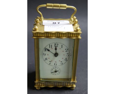 Brass and glass French-style carriage clock