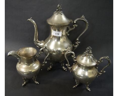 An impressive 19th century silver-plated three-piece tea service