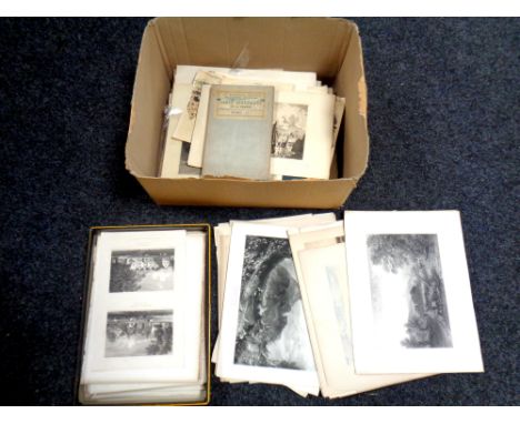 A box of antiquarian monochrome and colour book plates 