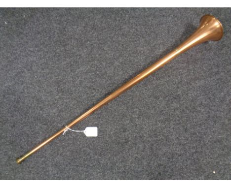 A vintage copper post horn, length 80 cm  