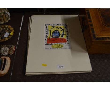 Joan Miro, four lithograph posters printed in Paris by Mourlot, mounted
