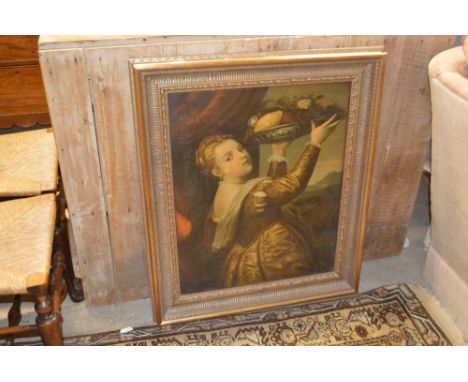 A large gilt framed oleograph portrait study 