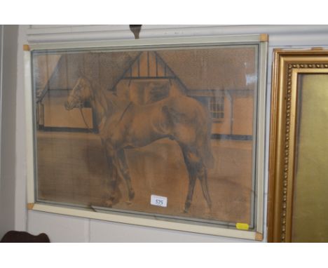 19tuh Century school, pencil sketch of a horse, possibly singed A Barker 11th May 1875