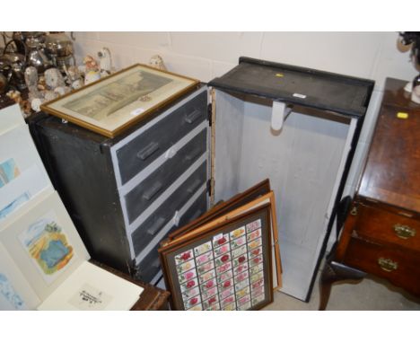 A vintage painted fitted steamer trunk
