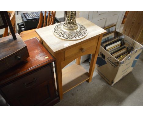 A light oak single drawer two tier table 