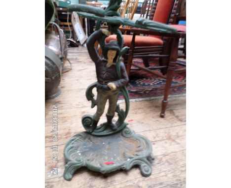 Green painted metal umbrella/stick stand