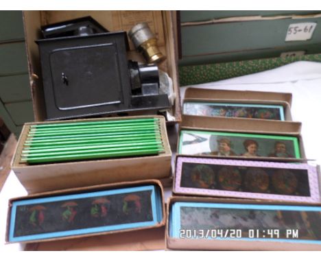 Late 19th/early 20th century fine Gerbruder Bing Series 1 magic lantern with instruction manual together with approximately 7