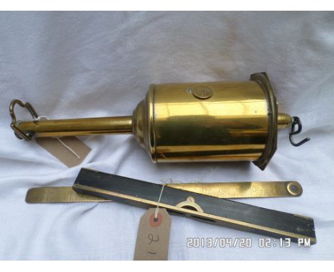 Set of brass meat scales, brass level and 24" ruler