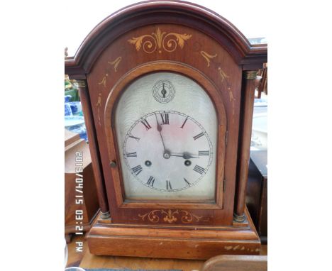 Steel dial mantel clock inlaid domed case