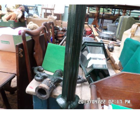 Unused green painted cast iron outside lantern light supported by corinthian column on circular base 