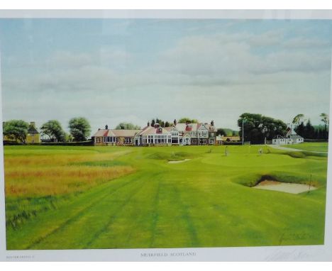 Graeme W. Baxter  'Muirfield, Scotland'  Coloured golfing print in a glazed frame, 38 x 28cm 