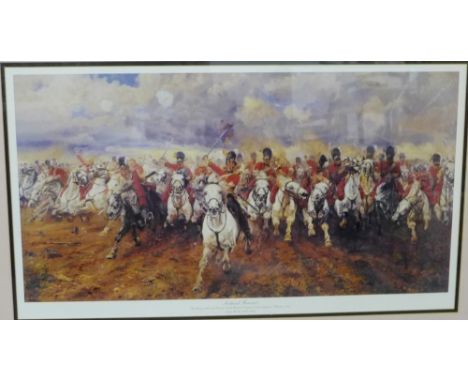 'Scotland Forever' by Lady Butler, coloured print in a glazed frame, 85 x 45cm 