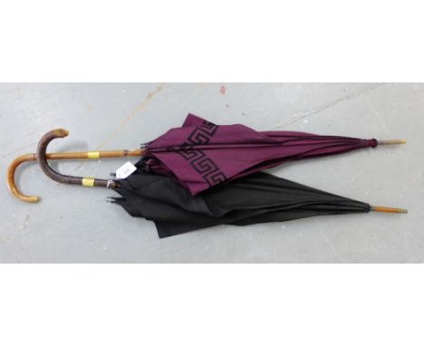 Two vintage parasols, with yellow metal mounts inscribed Hatton Turrif (2)