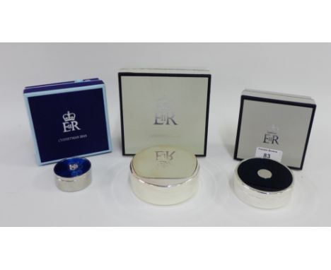 Her Majesty Queen Elizabeth II silver plated and enamel alarm clock in Royal Presentation Christmas 2015 box, a silver plated