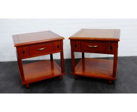 Pair of hardwood lamp /  bedside tables, 56 x 56cm, (2) 