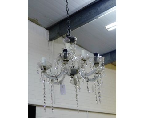 Six branch glass chandelier light fitting 