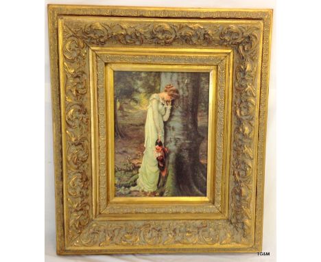 An antique gilt framed, pre-Raffalite print of a jilted lover, 79 x 66cm 