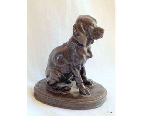 A bronze model of a seated dog by Henri Alfred Jacquemart 1824-1896 exhibited in Paris 1847/1879 10cm high