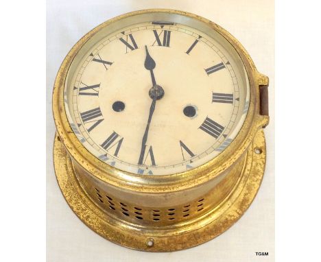 An English brass cased ships clock by Watts - London
