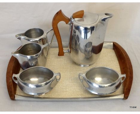 A quantity of retro 1960's Piquot ware to include teapot, milk jug and others