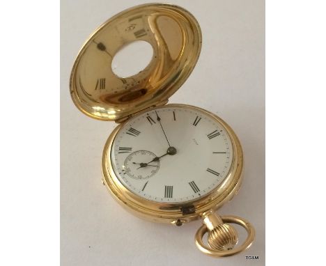 An 18ct gold half Hunter pocket watch Sheffield 1875 Army and Navy