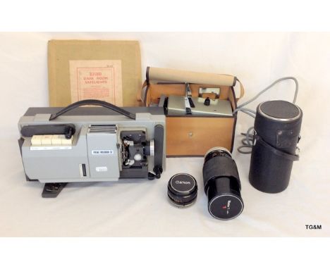 An Ivette projector, a Prinz magnon projector, Camera lenses and other items