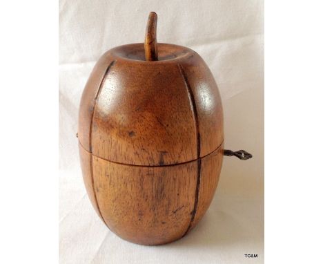 A wooden antique style melon tea caddy