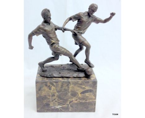 A bronze figure of two footballers 18 x 8 x 23h