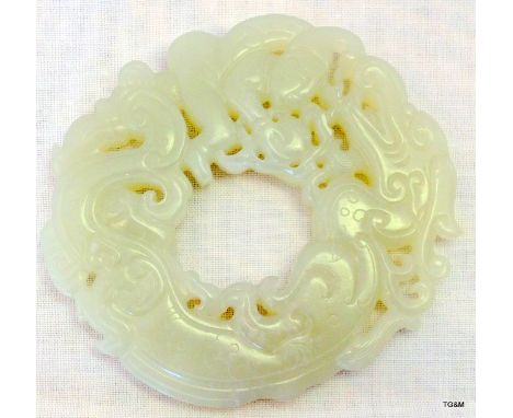 A carved Chinese White Jade foreigner pendant length 7.1cm 