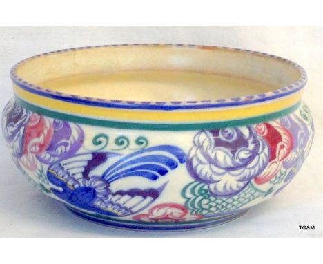 A Poole pottery and fruit bowl with impressed marks and painters marks 10 x 21