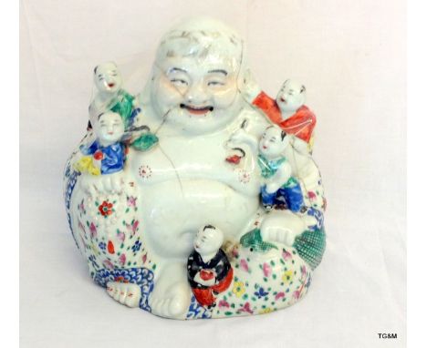 An antique ceramic happy buddha a/f 25cm high