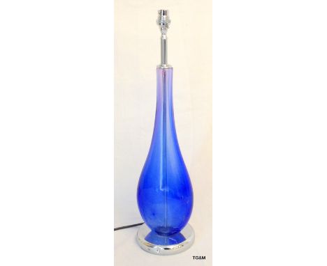 A coloured glass pear drop shape lamp with chrome finishings