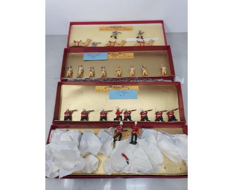 Four sets of Britains Soldiers in reproduction boxes including South Wales Borderers, Royal Engineers Foreign Service, Somers