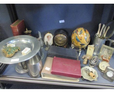 A Mappin and Webb Chinoiserie cased mantel clock and other items  