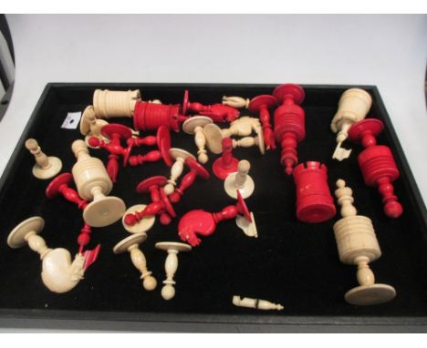 A stained bone Anglo-Indian chess set  