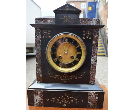 Victorian slate & marble 8 day mantle clock