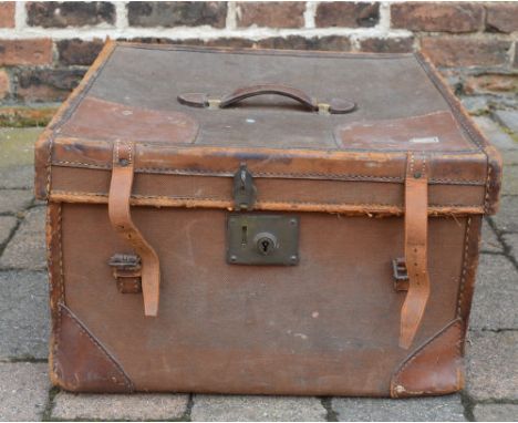 Early 20th century canvas & leather car trunk