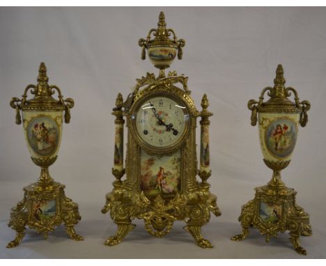 French style 20th century clock garniture
